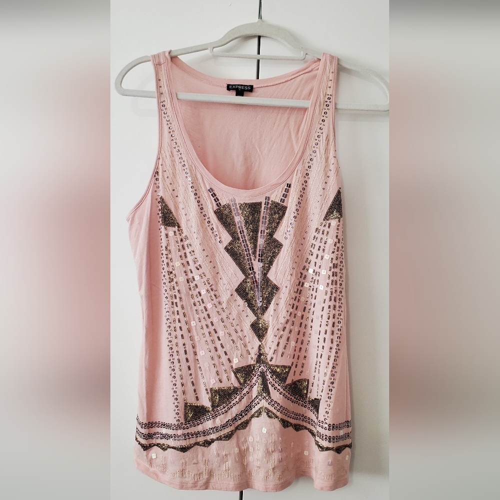 Chic Pink Sequin Tank Top